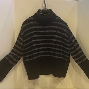 GAP Black and Metallic Striped Turtleneck Sweater
